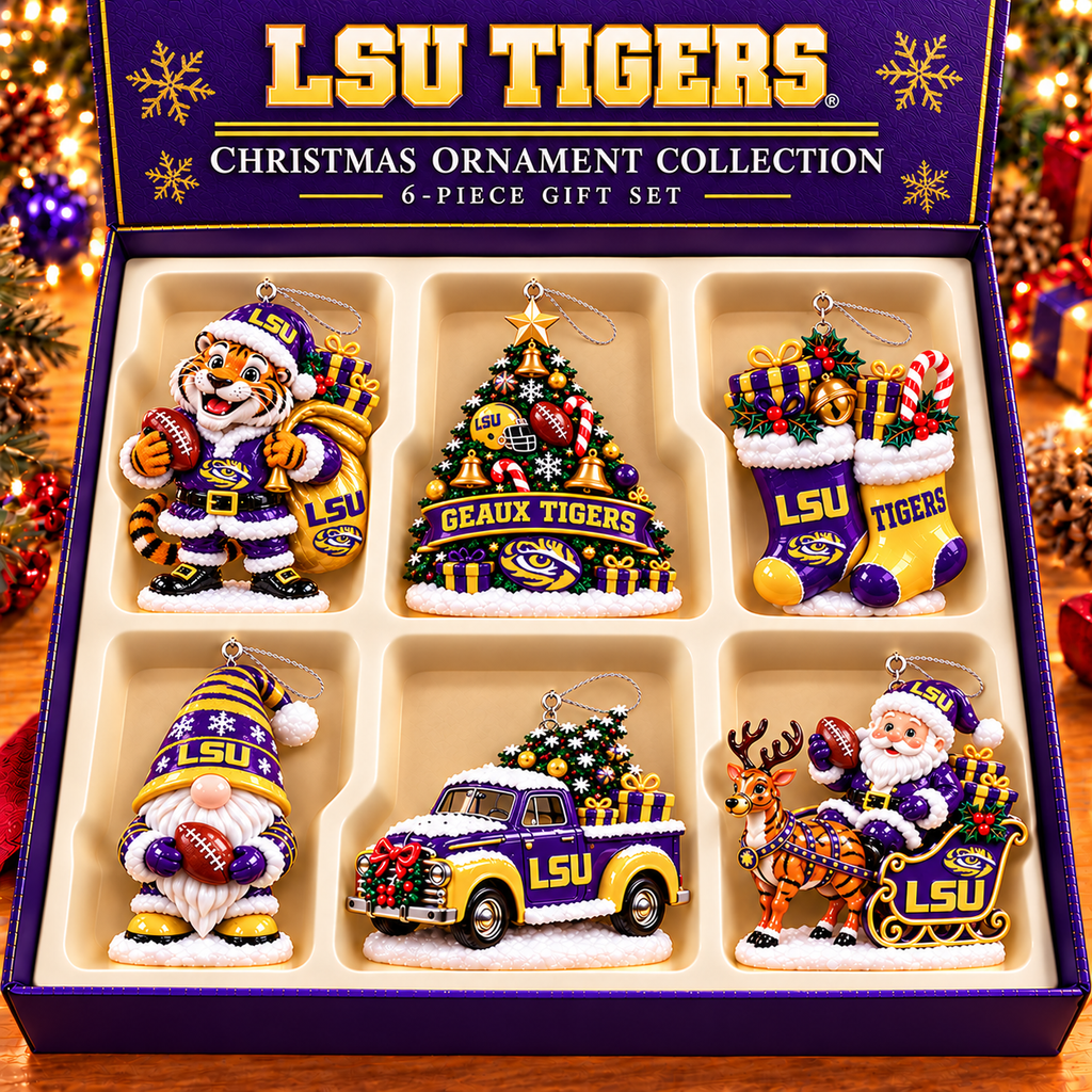 LSU Premium Christmas Tree Ornament Set TMH