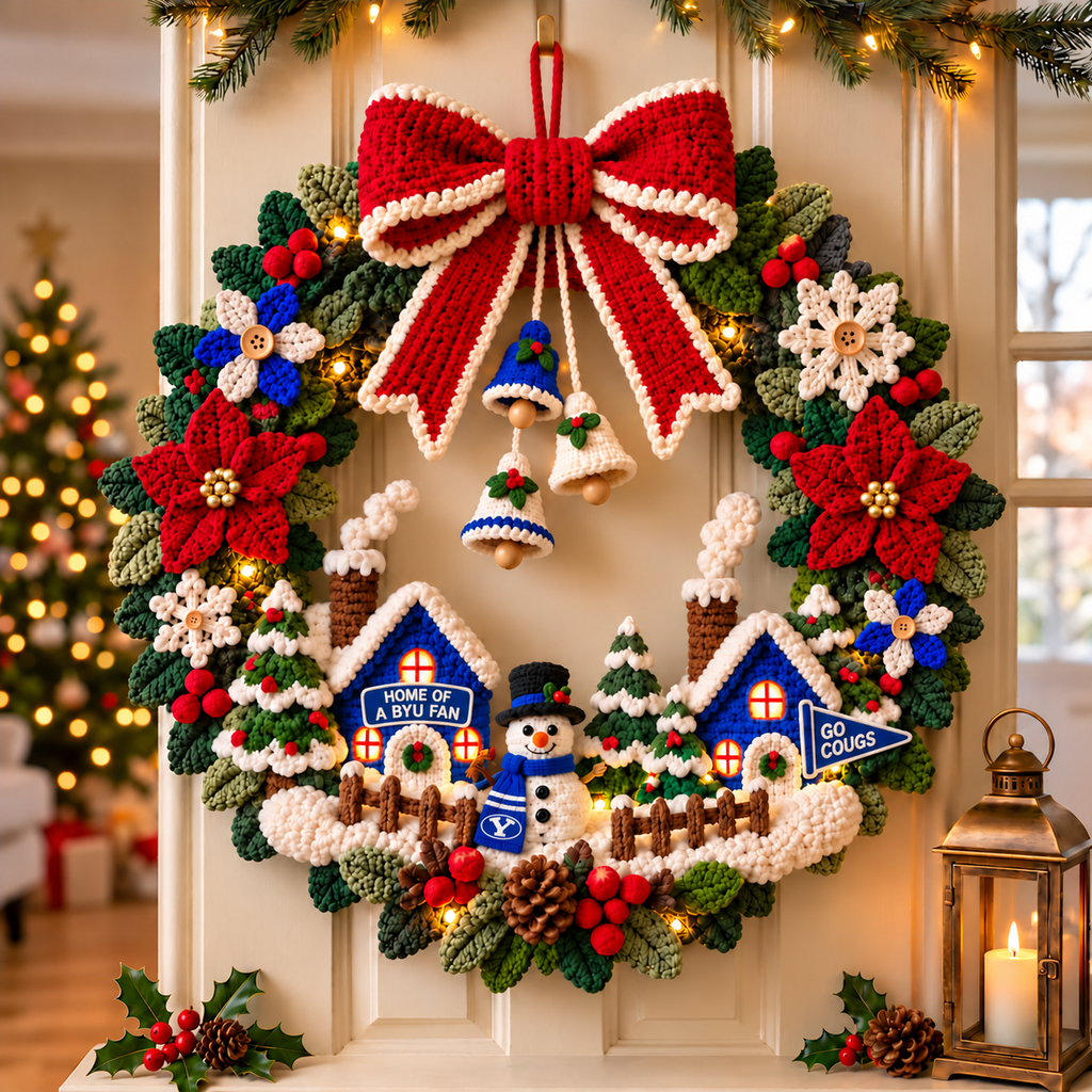 BYU Christmas Village Crochet-Style Wreath PNPA