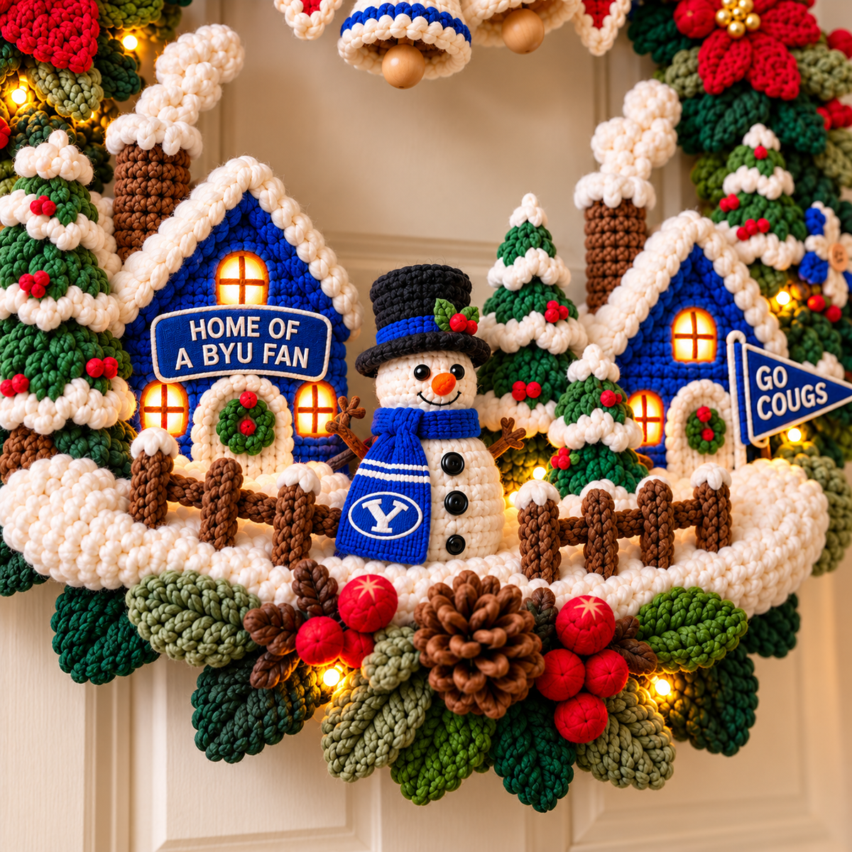 BYU Christmas Village Crochet-Style Wreath PNPA