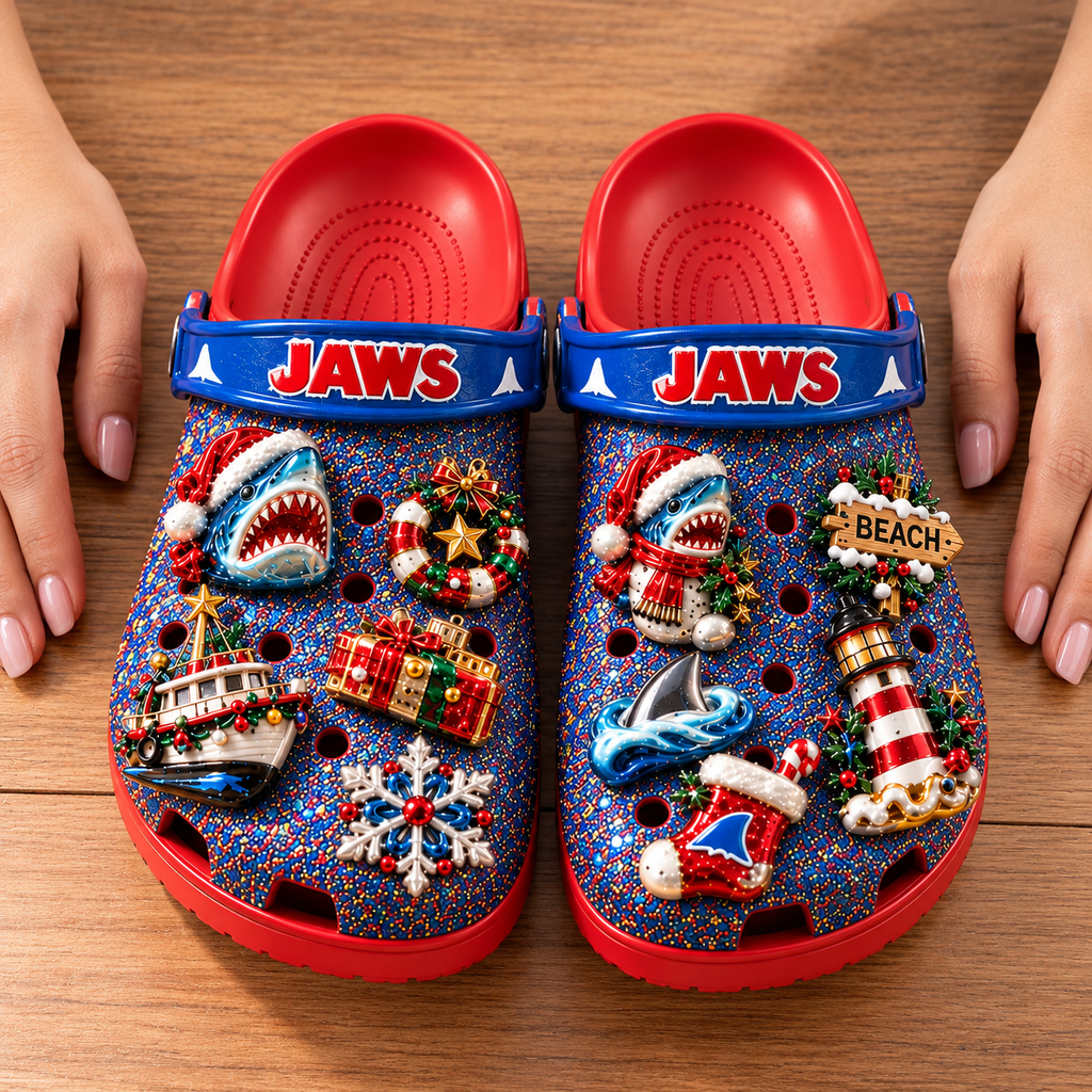 JAWS Premium Christmas Glitter Charm Clogs NTTB