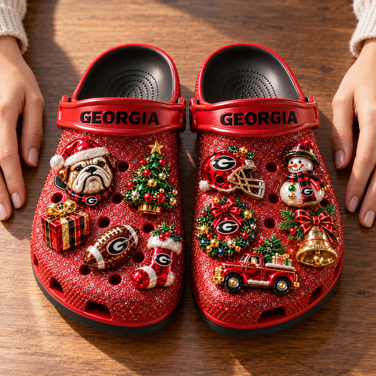 GGBD Premium Christmas Glitter Charm Clogs NTTB